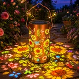 Colorful Sunflower Solar Garden Lantern,Sonnenblumen Solar Laterne,Sonnenblume Solarlampen für Außen,Hängende Gartendeko Sonnenblumenlicht,Metall Solar Gartenleuchten für Außen Garten Draußen Balkon