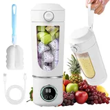 Afenau Tragbarer Mixer Smoothie Maker, 700 ml Portable Blender mit Digitalanzeige, Wiederaufladbarem Smoothie Maker To Go, Fresh Juice Mixer Flasche für Fitnessstudio, Büro, Camping, Reisen (Weiß)