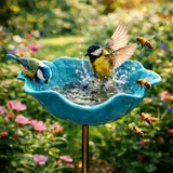 2 Stuick Gartenstecker VogelträNke Blume, Handgefertigt BienenträNke Keramik, Blumen Gartenstecker VogelträNke, BienenträNke FüR Den Garten, Gartendeko FüR DraußEn (1-C)