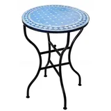 Marrakesch Orient & Mediterran Interior Gartentisch Gartentisch Mosaiktisch Marrakesch Blau - Rund 60cm (2-St), Handarbeit blau|bunt