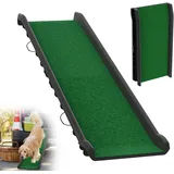 XMTECH Klappbar Hunderampe Hundetreppe aus Kunststoff mit Kunstrasen, rutschfest Hunderampen Haustiertreppe Katzentreppe Hundeleiter 156 x 40 cm für Große & Kleine Tiere