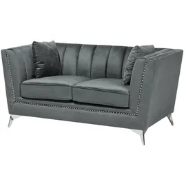 Beliani Sofa Samtstoff Grau 2-Sitzer