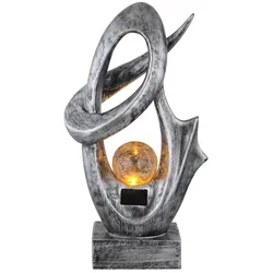 LED Solarleuchte, silber, Glas Crackle Design H 45 cm