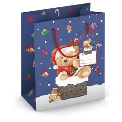 Weihn.Geschenktragetasche Kind Teddy 224-514 TM 23x19x10,2cm