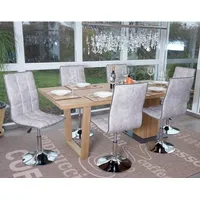 Mendler 6er-Set Esszimmerstuhl HWC-C41, Stuhl Küchenstuhl, höhenverstellbar drehbar, Stoff/Textil