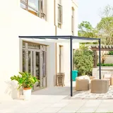 Outsunny Pergola 3 x 3 m mit Stoffdach wetterfest Wand Anbau Polyester