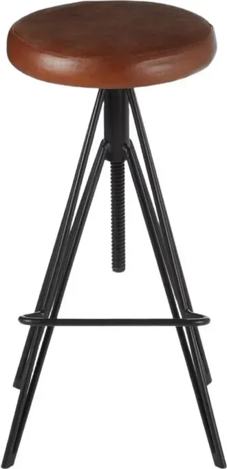 Interiors by Premier Barhocker aus echtem Leder, stilvoll und rund, H67 x T34 x B34 cm