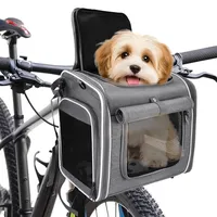 Hundekorb Fahrrad Vorne, 4-in-1 Hundekorb für Fahrrad, Erweiterbarer Hunderrucksack, Hunde-Fahrradkorb mit 4 Mesh-Fenster, 4-Offenen Türen, Haustier-Reisetasche für Katzen und Hunde