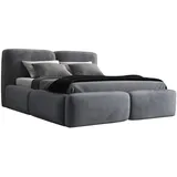 mebloland Polsterbett Dunkelgrau, H2, 140x200 cm, Schlafzimmer, Betten, Polsterbetten