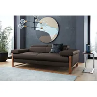 W.SCHILLIG 2-Sitzer finn wahlw. mit Sitztiefenverstellung & Kopfstützenverstellung, bequem, German Design Award 2016, Fußgestell Nussbaum natur, Breite 210 cm braun