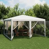 Partyzelt Mit 8 Mesh-seitenteilen Weiß 4x4 M Hdpe