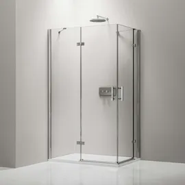 Bernstein Eckdusche mit Schwingtüren DX407 - 8 mm - Nano Echtglas - Breiten wählbar, Türelement Rechts:90 cm, Türelement Links:100cm