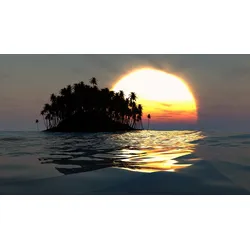 Fototapete PAPERMOON "Insel im Sonnenuntergang", bunt, B:3,00m L:2,23m, Vlies, Tapeten