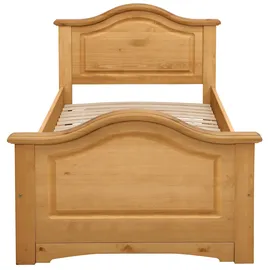 otto home Massivholzbett OTTO HOME "Konrad, Stauraumbett, Messinggriffe, rustikaler Landhausstil", beige (natur), B:103cm H:90cm L:209cm, Betten, Massivholzbett, mit FSC-zertifiziertem Massivholz, Liegehöhe 40 cm