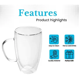 Intirilife Doppelwandiges Thermoglas Set 0,4 l 4 St.