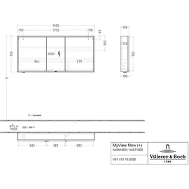 Villeroy & Boch My View Now 160 cm verspiegelt LED-Beleuchtung