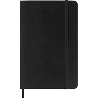 Moleskine 12 Monate Wochen Notizkalender 2026, Pocket/A6, 1 Wo = 2 Seiten, linierte Seiten, Weicher Einband, Schwarz