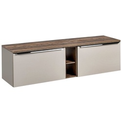 Lomadox Waschbeckenunterschrank PUEBLA-56-TAUPE taupe mit Vintage Oak 180,4/48,5/46 cm braun
