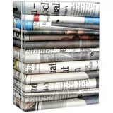 Banjado XXL Medizinschrank Abschliessbar 35x46x15cm Arzneischrank Weiß Aus Metall Mit Motiv Zeitungen