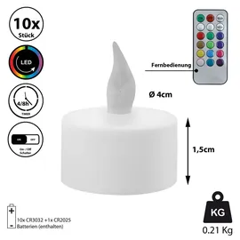 CEPEWA GmbH LED Teelichter 10 St. Bunt