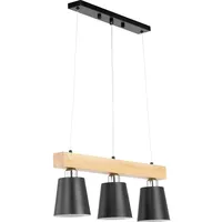 Uniprodo Pendelleuchte - 3 Leuchtmittel - Holzbalken