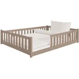 Kids Collective Jugendbett Bodenbett 140 x 200 cm Kiefer massiv braun Milchschokolade