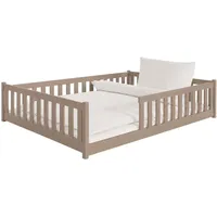 Kids Collective Jugendbett Bodenbett 140 x 200 cm Kiefer massiv braun Milchschokolade
