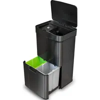 Goliving Automatischer Mülleimer 64L - Sensor-Abfalltrennung - Edelstahl - 40L + 2x12L + 8L - Schwarz - Schwarz