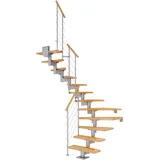 DOLLE Mittelholmtreppe Cork (Breite: 75 cm, Perlgrau, 1/2-gewendelt, Farbe Stufen: Buche Natur, Geschosshöhe: 240 cm - 292 cm,