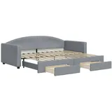 vidaXL Tagesbett Ausziehbar mit Schubladen Hellgrau 90x200 cm Stoff