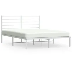 vidaXL Bettgestell mit Kopfteil Metall Weiß 140x200 cm