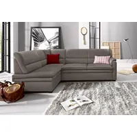 Ecksofa SIT & MORE "Pisa L-Form", grau (elefant), B:245cm H:89cm T:161cm, NaturLEDER (echtes Rindsleder), Korpus in Kunstleder SOFTLUX;Luxus-Microfaser (90% Polyester, 10% Polyamid);Struktur (100% Polyester);Luxus-Microfaser ALTARA NUBUCK (100% Polyester), Sofas, Ecksofa, mit Federkern, wahlweise mit Bettfunktion