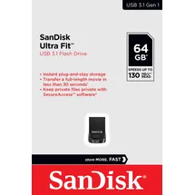 SanDisk Ultra Fit 64GB schwarz USB 3.1