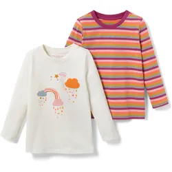 Tchibo - 2 Kinder-Langarmshirts - Herren - Gr. 122/128 - creme