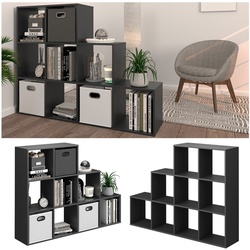 Vicco Treppenregal Raumteiler Bücherregal 9 Fächer Anthrazit Stufenregal Regal