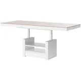 designimpex Couchtisch HLM-111 Cappuccino / Weiß Hochglanz höhenverstellbar ausziehbar schwarz