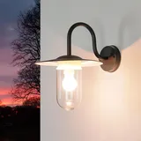 Licht-Erlebnisse Maritime Wandlampe für Außen E27 IP44 Anthrazit Garten Hof Glas Metall Maritim Außenwandlampe