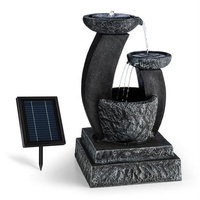 blumfeldt Wasserspiel Fantaghiro Zierbrunnen, 41 cm Breite, (Set, inkl. Pumpe,Solarpanel;LED-Beleuchtung und Anschlussmaterial), spring zimmer zier brunnen led-beleuchtung terasse solar outdoor schwarz