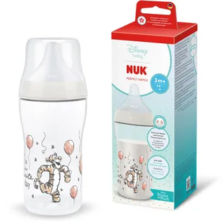 NUK Perfect Match | 3+ Monate | 260 ml | Anti-Kolik-Babyflasche | PP | Temperature Control Anzeige | Disney Tigger | 1 Stück