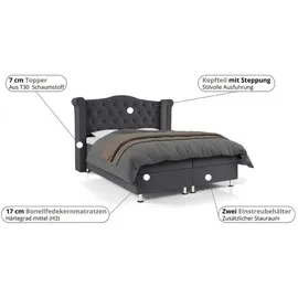 Best For Home Boxbett, Grau, Rechteckig, 160x200 cm, Schlafzimmer, Betten, Boxspringbetten