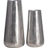 FineBuy Vase 2er Set FineBuy Blumenvase Aluminium Silber Wohndeko Tischvase Modern Rund