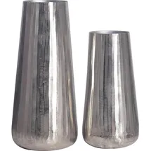 FineBuy Vase 2er Set FineBuy Blumenvase Aluminium Silber Wohndeko Tischvase Modern Rund