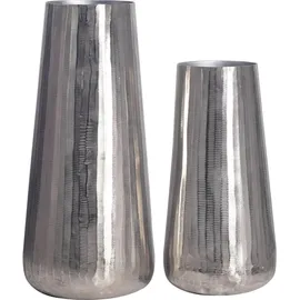 FineBuy Vase 2er Set FineBuy Blumenvase Aluminium Silber Wohndeko Tischvase Modern Rund