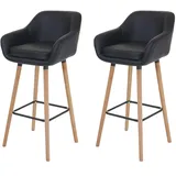 Mendler 2er-Set Barhocker Malmö T381, Barstuhl Tresenhocker - Kunstleder, schwarz