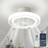 LMiSQ Modernes RGB Deckenventilator mit Beleuchtung Reversible Deckenventilator Leise 3 farbtemperatur 6 windgeschwindigkeit Smart Deckenventilator mit Licht und Fernbedienung APP (weiß DC)