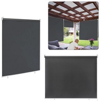 Rollo Verdunklungsrollo Außenrollo Wetterfest Rollo Sonnenschutz, AUFUN, für Fenster, Außen schwarz 140 cm x 140 cm