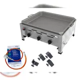 ChattenGlut Gasbräter 3-flammig 13,5kW Tischgerät Edelstahlpfanne mit DGUV