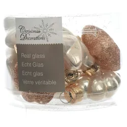 Christbaumkugeln Weihnachtskugeln Glas Blüten Sterne Herzen Zapfen 12 Stück perle