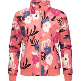 Ragwear leichte wasserdichte Damen Oversize Übergangsjacke kurz mit modischem Allover-Print Goona Print YOUMODO Coral Gr. L - L