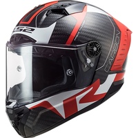 LS2 FF805 Thunder Racing1 Carbon Helm, weiss-rot, Größe S
